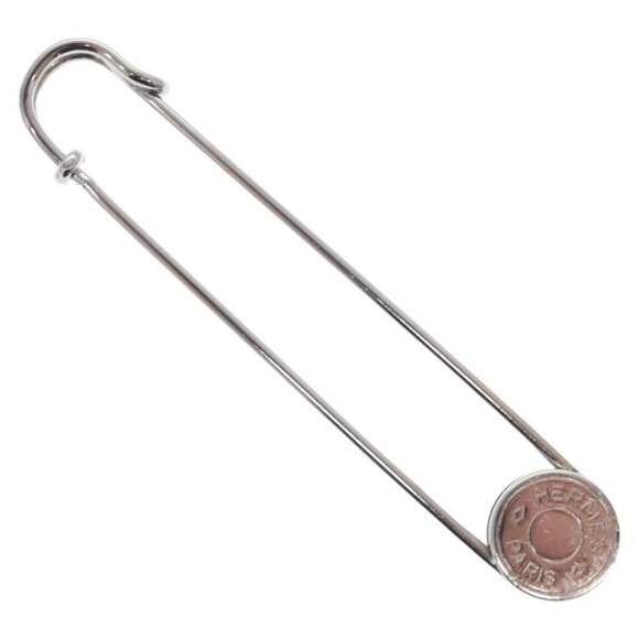 HERMES Serie Pin Brooch metal Silver Auth - Picture 1 of 14